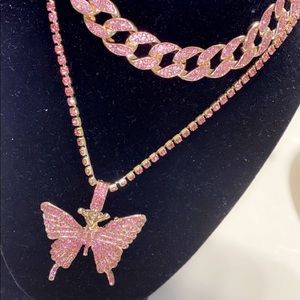 Icy Butterfly Choker & Necklace Set